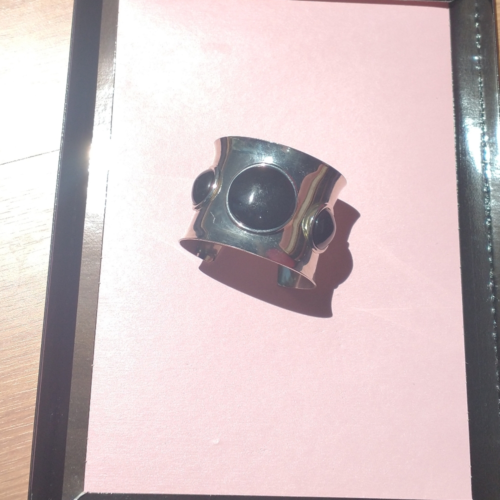 Silver And Black Adjustable Cuff Bracelet - image 3